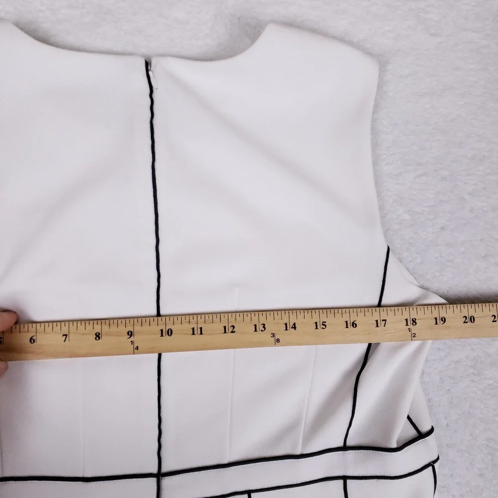 Calvin Klein Sheath Dress Sleeveless Midi Size M White Minimalist Retro Vibes - Picture 8 of 9